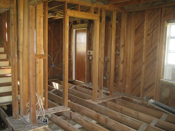 All the walls removed during a residential demolition in bucks county