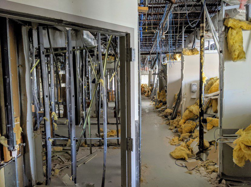 walls removed during commercial demolition in bucks county